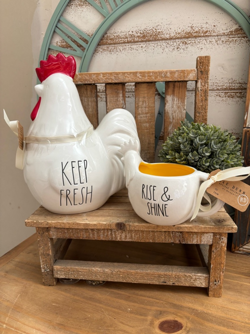 Rae Dunn Farmhouse Cookie Jar, Mug Set NWT!